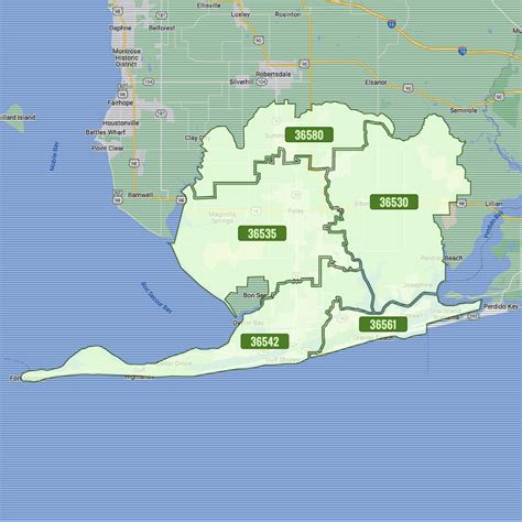 Baldwin County Zip Code Map | InLand Bay Realty Bruce Bankston