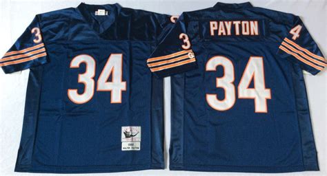 Mens Chicago Bears #34 Walter Payton Throwback Jersey Blue -small number