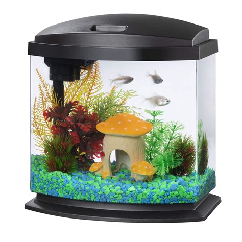 Aqueon LED MiniBow Small Aquarium Fish Tank Kit with SmartClean Technology, Black, 2.5 Gallon