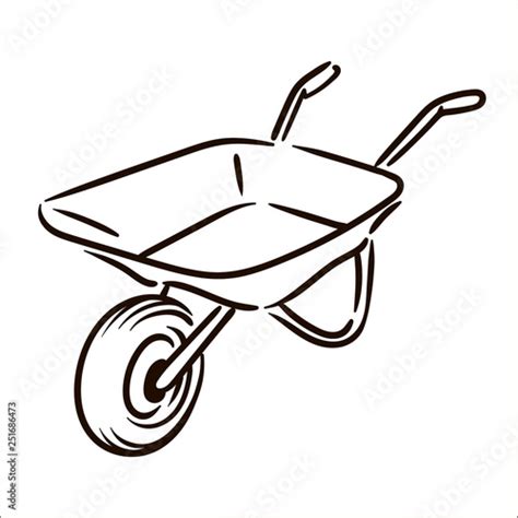 "Vector hand drawn Farm wheelbarrow simple sketch illustration on white background" Stock image ...