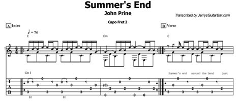 John Prine - Summer's End Guitar Leson, Tab & Chords - Jerry's Guitar Bar