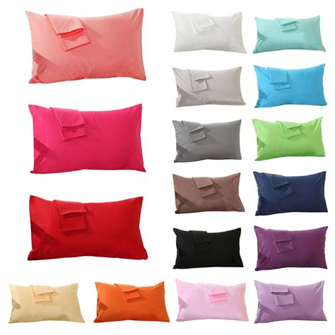 Outgeek Set of 2 Soft Cotton Solid Color Pillowcases Pillow Cover for Home Bedroom Hotel Travel ...