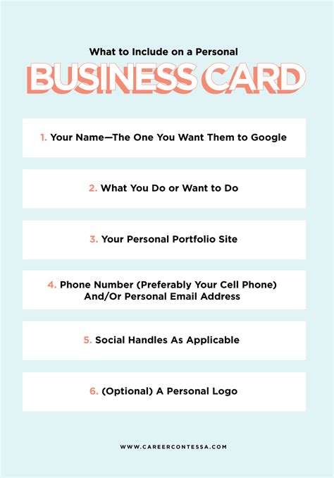 What to Put on a Personal Business Card (+ A Template) | Career Contessa