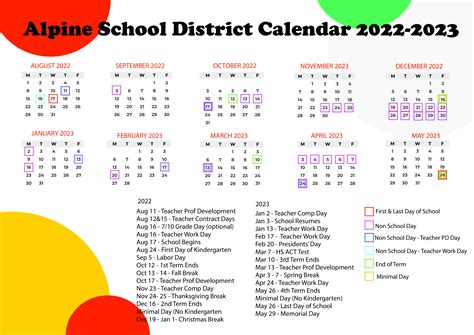 Alpine School District Calendar with Holidays 2022-2023