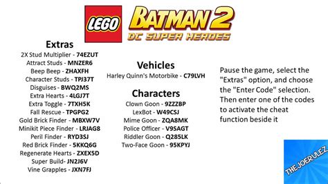 LEGO Batman 2: DC Super Heroes Cheat Codes - YouTube