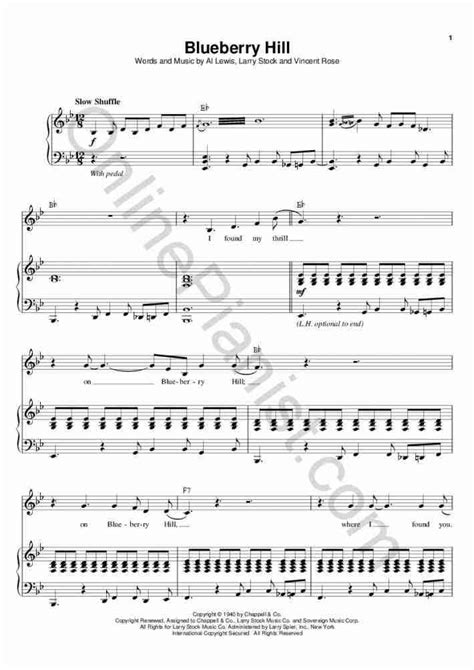 Blueberry hill piano sheet music