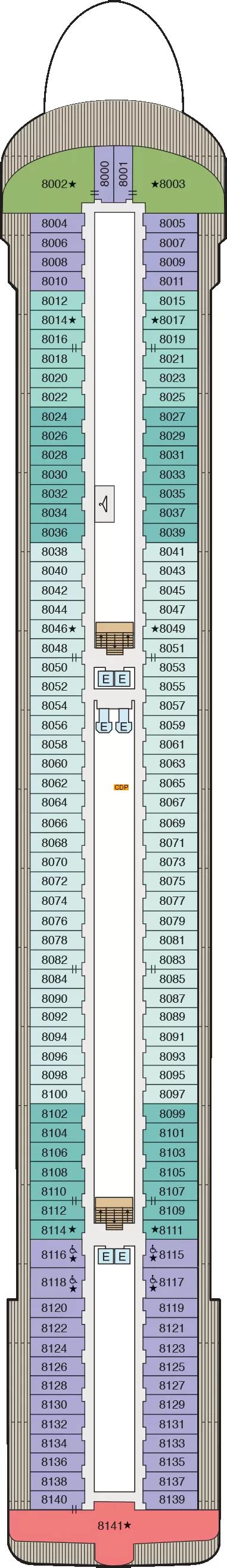 Oceania Vista Deck 8 deck 8 plan | Cruisedeckplans.com