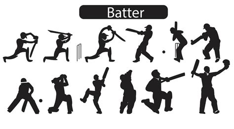 A set of cricket action silhouette icons 6781059 Vector Art at Vecteezy