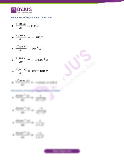 SOLUTION: Differentiation formulas pdf - Studypool