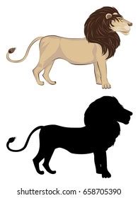 Stylized Male Lion Standing Silhouette Cartoon Stock Vector (Royalty ...