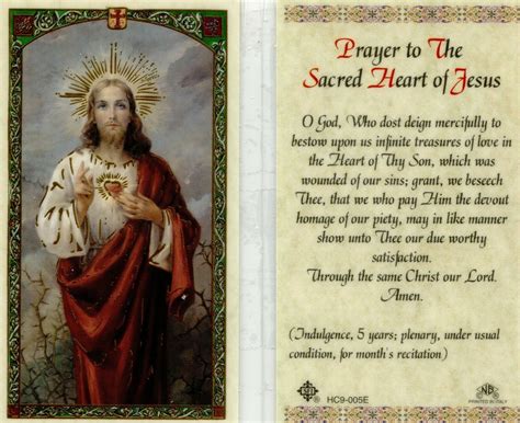 Prayer to The Sacred Heart of Jesus Holy Card - Item EB961 - Wounded of ...