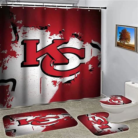 Kansas City Chiefs Art 3 Logo Waterproof Shower Curtain Non-Slip Toile - Azirota | Kansas city ...