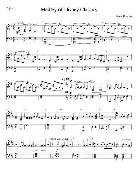 Medley of Disney Classics | Piano sheet music free, Disney sheet music ...