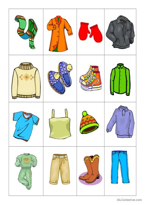 clothes flashcards: English ESL worksheets pdf & doc