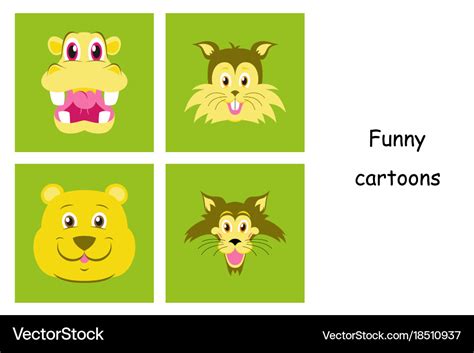 Assembly of flat icons on theme funny animals Vector Image