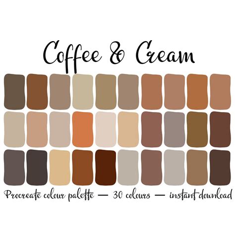 Coffee & Cream Colour Palette - Etsy