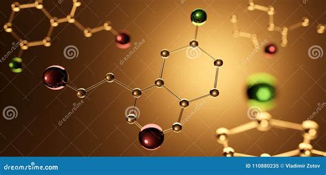 3d Illustration. Model of Serotonin Molecule, Hormone of Happiness. Stock Illustration ...