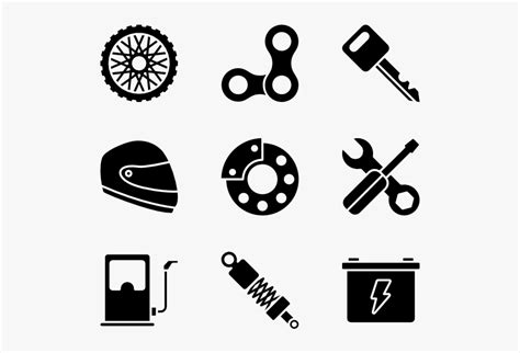 Motorcycle Icons Free Vector - Motor Bike Parts Clipart Png, Transparent Png , Transparent Png ...