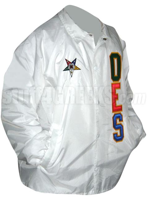 Order of the Eastern Star Line Jacket with Fatal Star and Letters, White Item Id: PRE-XJ-OES ...