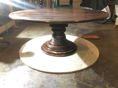 Custom Made Solid Walnut Round Dining Table With Solid Base Made Of Walnut Rounds. by William ...