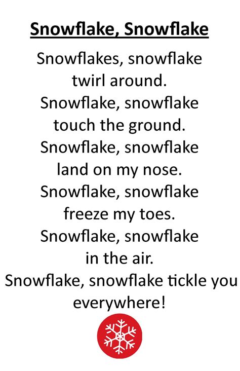 Itty Bitty Rhyme: Snowflake, Snowflake | Winter preschool, Preschool songs, Winter theme preschool