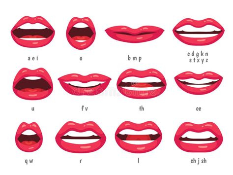 Mouth Animation. Lip Sync Animated Phonemes for Cartoon Woman Character ...