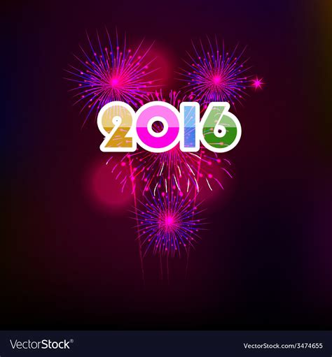 Happy new year 2016 with fireworks background Vector Image