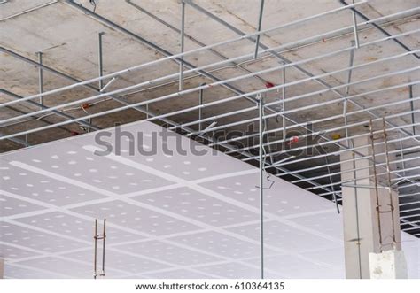 Suspended Ceiling Structure Installation Ceiling Gypsum Stock Photo ...