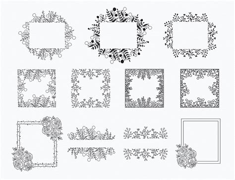 Square Frames Bundle Svg Frame Bundle Svg Square Floral Frames Svg ...