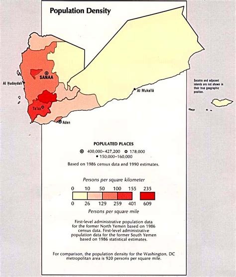 Yemen Population Density Map - Yemen • mappery