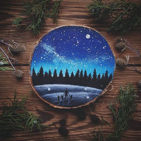 I Create Magical Starry Scenes On Wood Pieces Found During My Forest ...