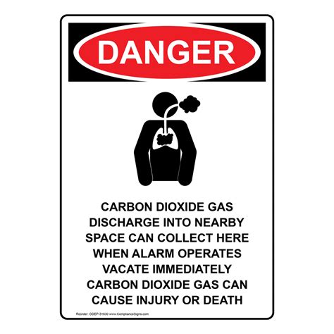 Portrait OSHA Carbon Dioxide Gas Sign With Symbol ODEP-31631