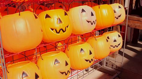 Halloween candy buckets for sale at store 4k Stock Video Footage - Storyblocks