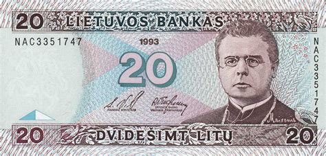 RealBanknotes.com > Lithuania p57a: 20 Litai from 1993