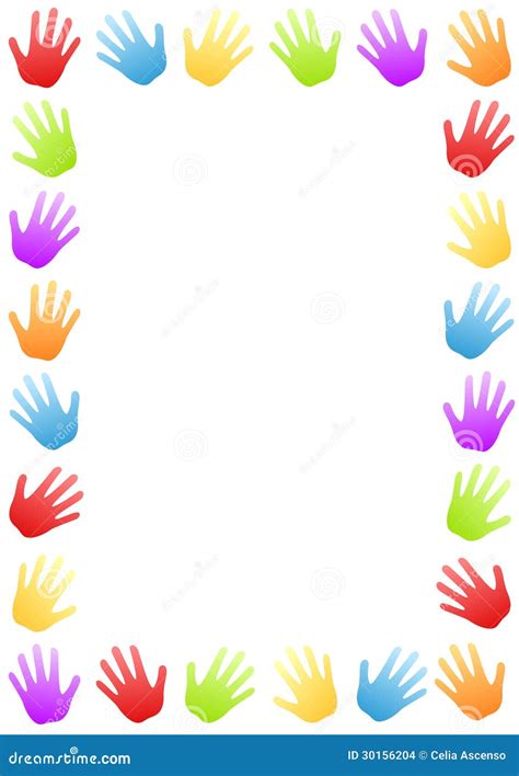 Colored Hands Border Frame stock photo. Illustration of colorful - 30156204