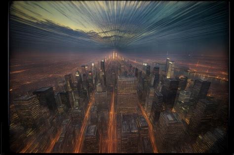 Premium AI Image | An Aerial View Of A City At Night