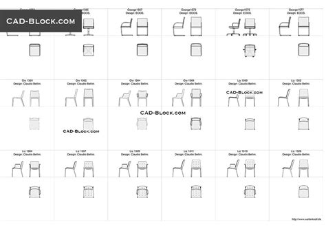 Designer Chairs 3 free CAD blocks, AutoCAD drawings