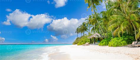 Relax island nature, sea sand sky. Tranquil beach scene. Exotic ...