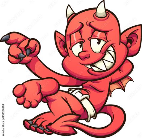 Red devil lying down cartoon character. Vector clip art illustration with simple gradients. All ...