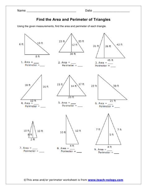 Calculating the Area and Perimeter of Triangles