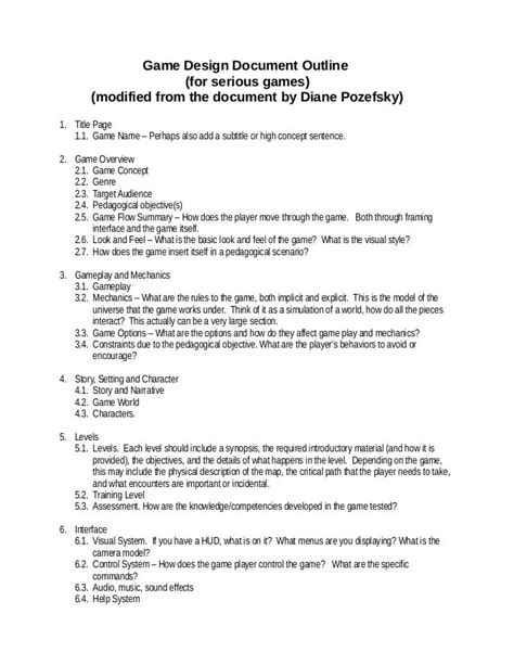 Gdd Game Design Document Example : Game Design Document Pdf Free ...