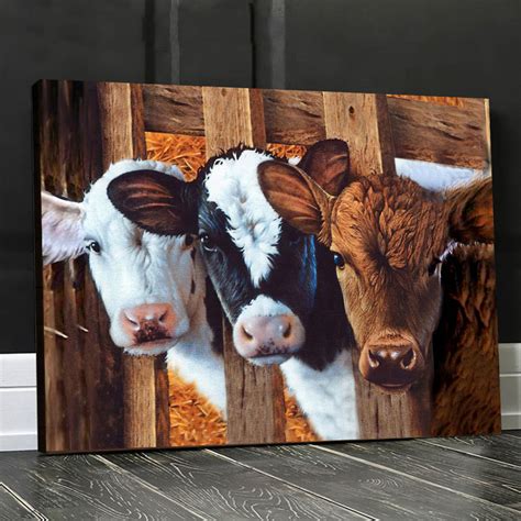 Eviralstore – Dairy Cattle Cow canvas wall art – Cute Cows Poster, Canvas Print Decor Gift ...