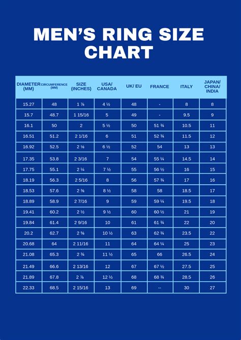 Free Mens Ring Size Chart Template - Edit Online & Download | Template.net