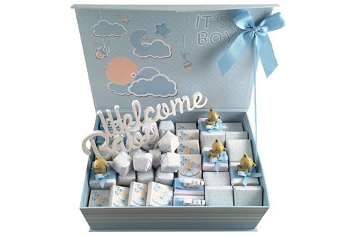 Baby Boy Gift Box | Baby boy favors, Baby shower chocolate, Baby favors