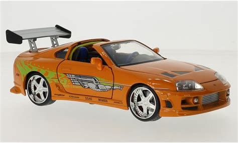 Diecast model cars Toyota Supra 1/24 Jada Toys orange/Dekor Fast & Furious Brians - Alldiecast.co.uk