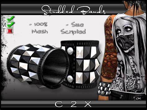 Second Life Marketplace - ~C2X~ Studded Wristbands