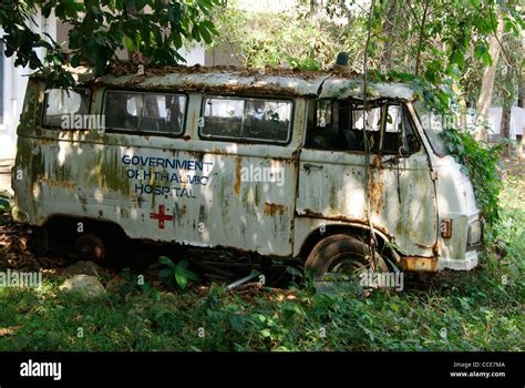 Rest in Peace.Wrecked old government ambulance Van in a Hospital ...