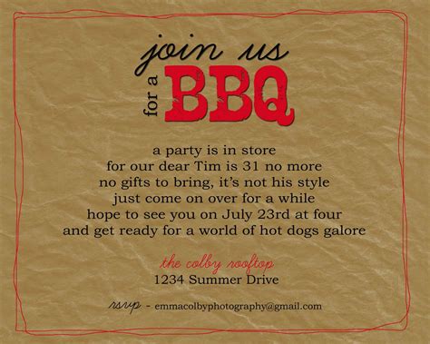 BBQ Party Invitation Wording | Fire Pit Design Ideas