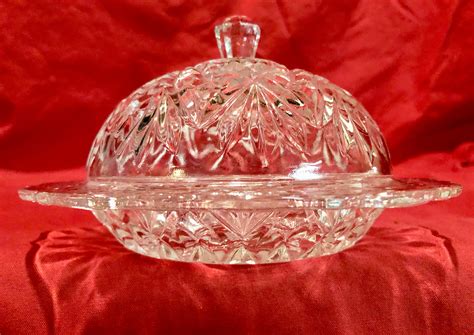 Vintage Cut Crystal Covered Butter Dish