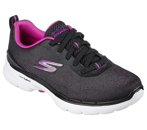 Skechers Black/Purple Go Walk 6 Spring H Womens Lace Up Shoes - Style ...